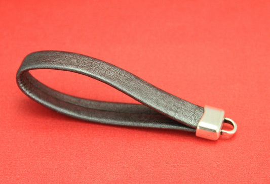 6/8 MADE in EUROPE key holder end caps, flat leather cord 2 end caps, leather cord end caps, (ablz262)Qty2