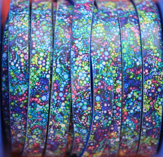 MADE in EUROPE 24'' multi color flat leather cord, 10mm flat leather cord, 10mm printed leather cord