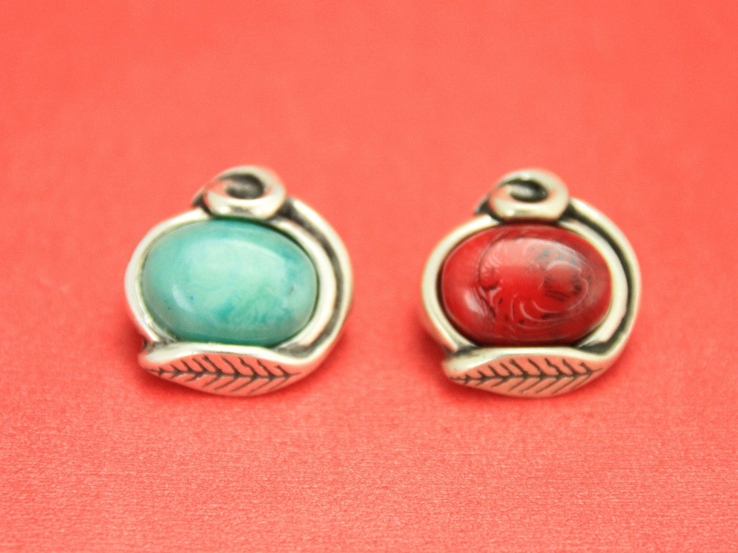 FS0380>>MADE IN EUROPE zamak slider with cabochon, slider for 20mm flat cord, 20mm cord slider, flat cord zamak leaf slider Qty1
