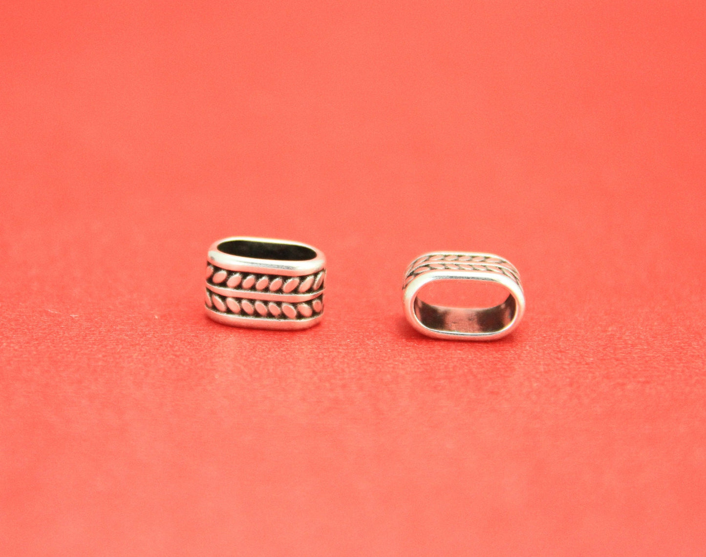RS0048>>MADE in EUROPE zamak 10x5mm cord slider, 10x5mm engraved sliders, Qty2