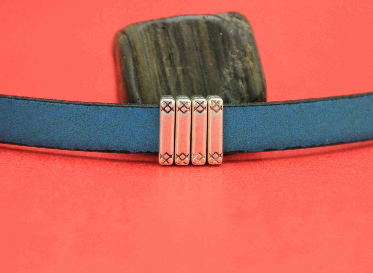 FS0416>>MADE in EUROPE 4 zamak slider bars, 10mm flat cord sliders, 10mm leather cord  sliders, Qty4
