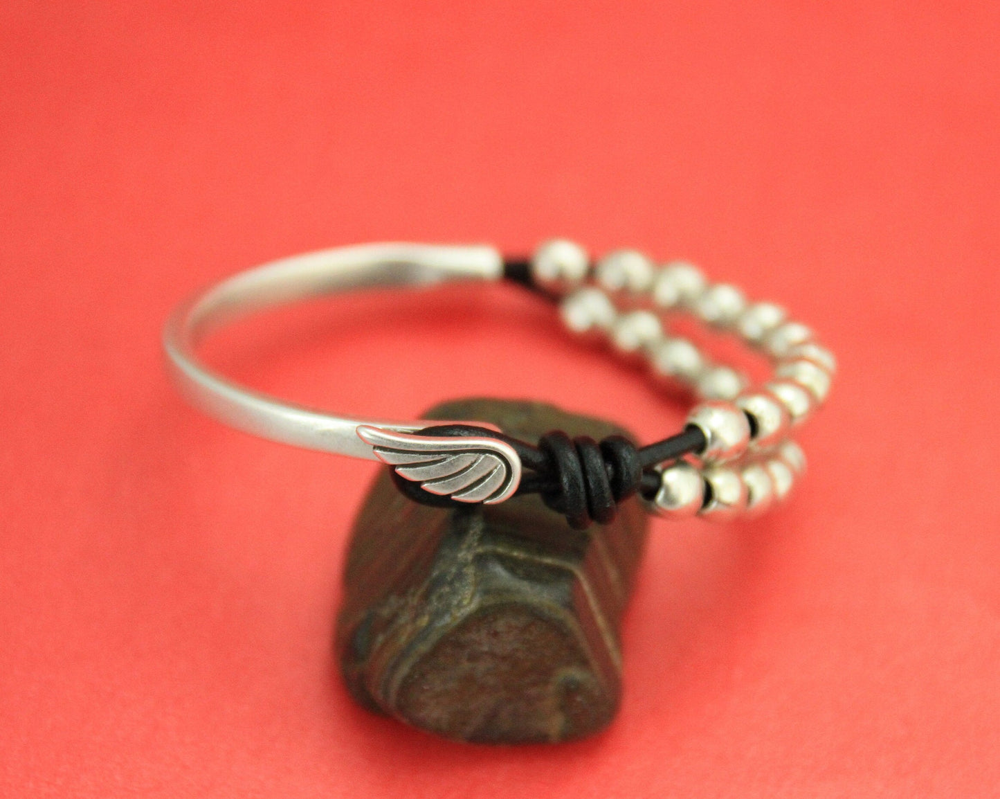 B0082>>MADE in EUROPE zamak angel wing half bracelet, silver half bracelet, zamak half cuff, Qty 1