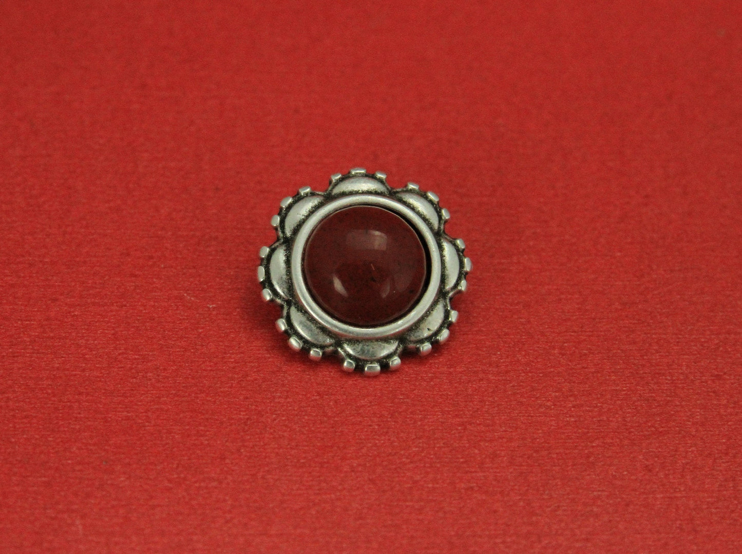 FS0447>>MADE IN EUROPE zamak flower slider with natural gemstone, 10mm flat cord slider with natural stone cabochon, Qty1