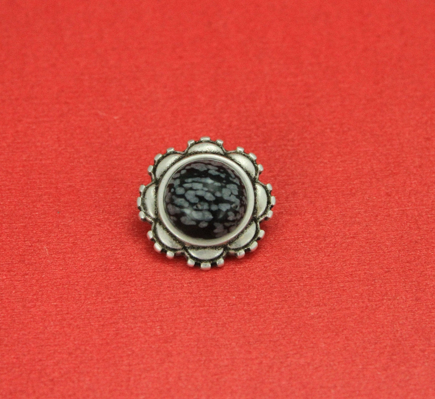 FS0447>>MADE IN EUROPE zamak flower slider with natural gemstone, 10mm flat cord slider with natural stone cabochon, Qty1