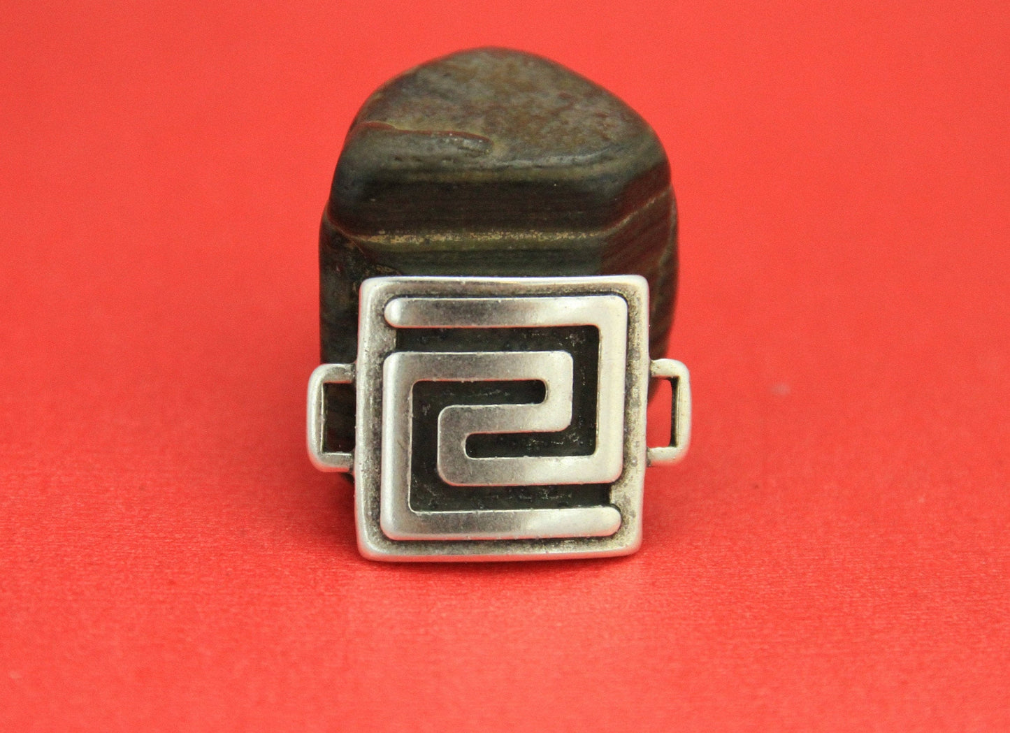 C0143>>MADE in EUROPE zamak greek key connector, 5mm cord connector, flat 5mm leather cord zamak connector, Qty 1