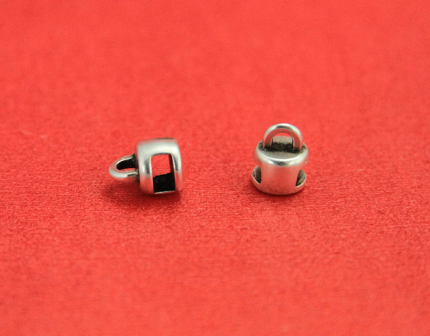 FS0427>> MADE in EUROPE 2 zamak bail sliders, 5mm flat cord bail slider, slider with hanging ring, flat cord charm holder, Qty2