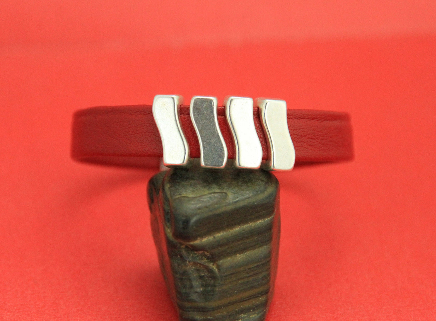 FS0438>>MADE in EUROPE 4 zamak slider bars, 10mm flat cord sliders, 10mm leather cord  sliders, Qty4