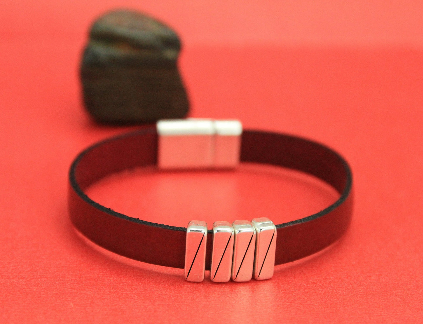 FS0439>>MADE in EUROPE 4 zamak slider bars, 10mm flat cord sliders, 10mm leather cord  sliders, Qty4
