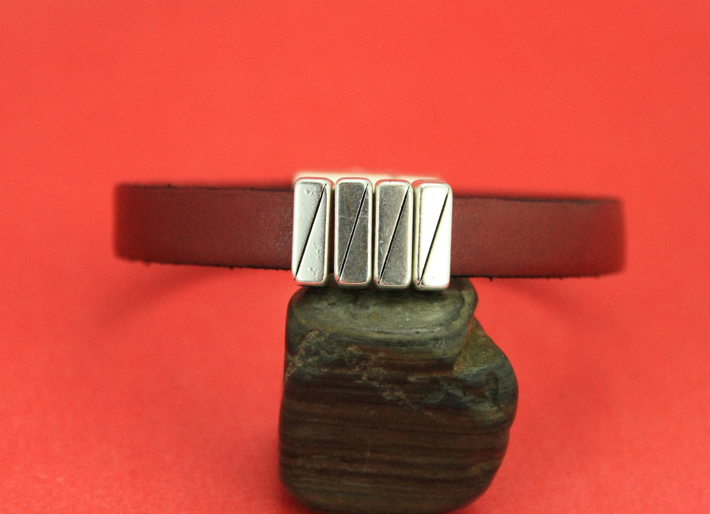 FS0439>>MADE in EUROPE 4 zamak slider bars, 10mm flat cord sliders, 10mm leather cord  sliders, Qty4