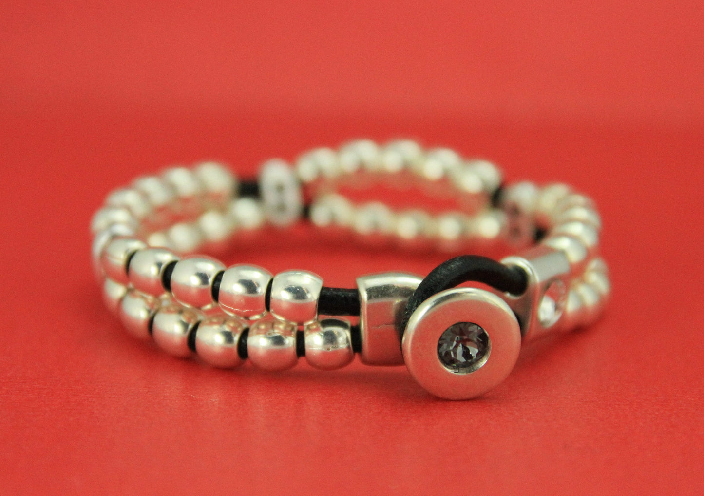 RC0114>>MADE in EUROPE zamak button clasp with Swarovski crystal and separator finding,3mm round cord clasp,double strand clasp(ng2741) Qty1