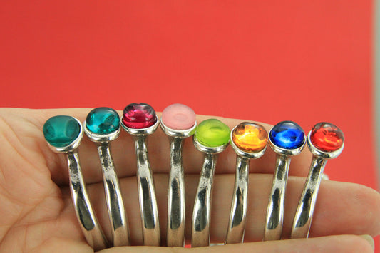 B0088>>MADE in EUROPE zamak half bracelet, 2mm round cord half bracelet with resin cabochon