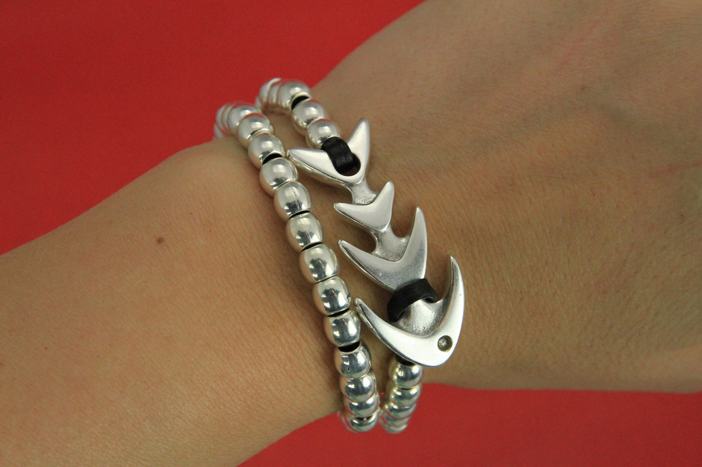 RC0162>>MADE in EUROPE zamak fish hook clasp, silver fish hook for bracelet, Qty 1 set