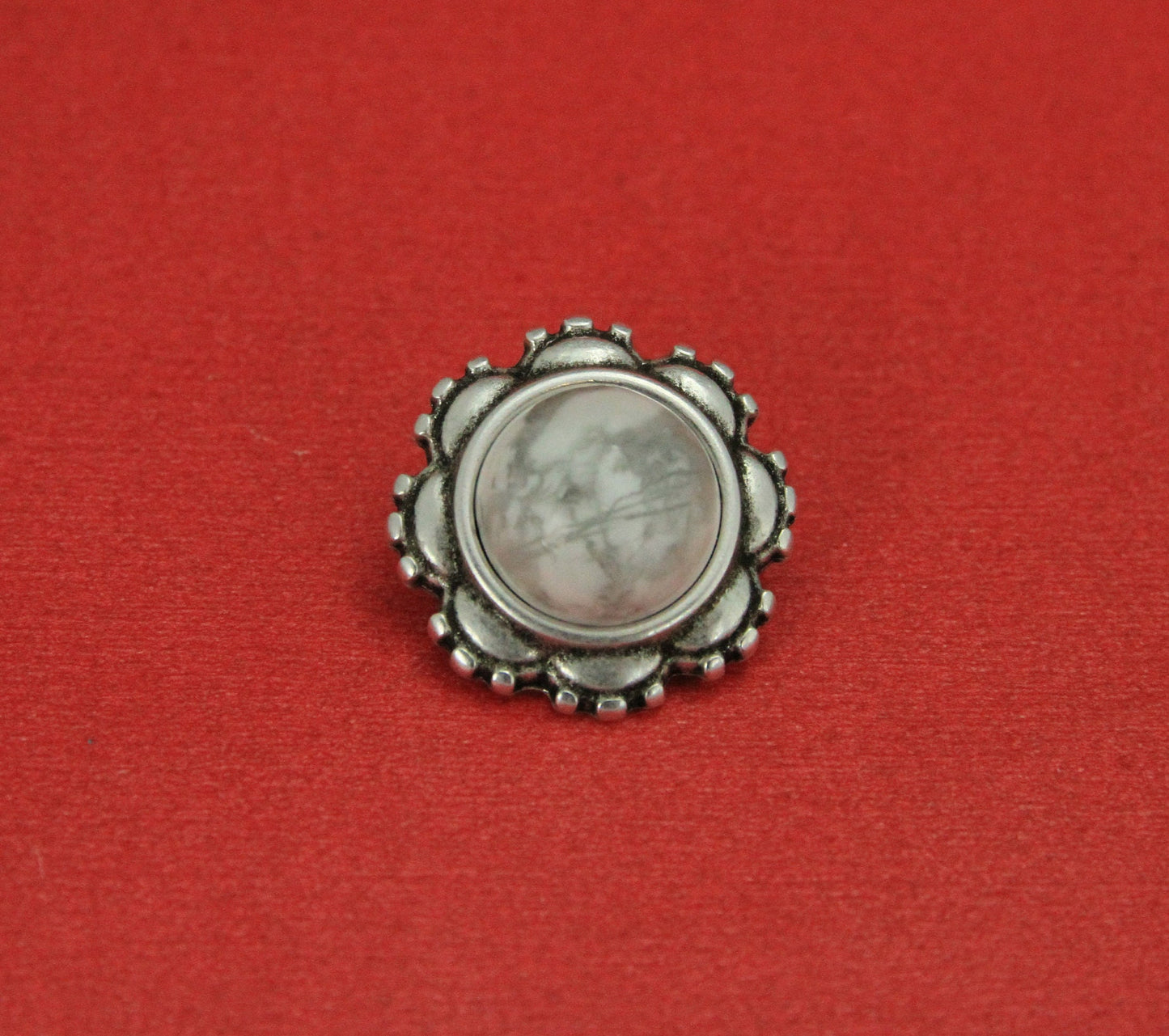 FS0447>>MADE IN EUROPE zamak flower slider with natural gemstone, 10mm flat cord slider with natural stone cabochon, Qty1