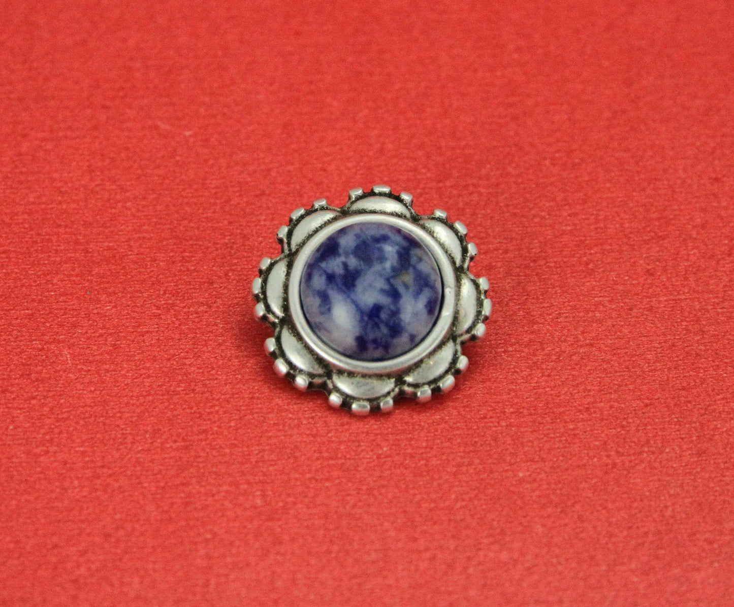 FS0447>>MADE IN EUROPE zamak flower slider with natural gemstone, 10mm flat cord slider with natural stone cabochon, Qty1