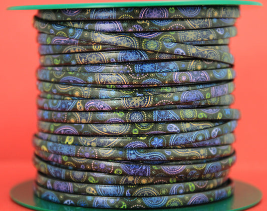 MADE in EUROPE 24'' multi color leather cord, 5mm flat leather cord, 5mm flat leather cord (MARF5NIGHT)