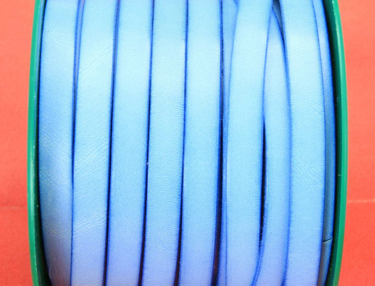 MADE IN SPAIN 24" light blue 10mm flat leather cord, 10mm light blue leather cord (MARF10BJ)