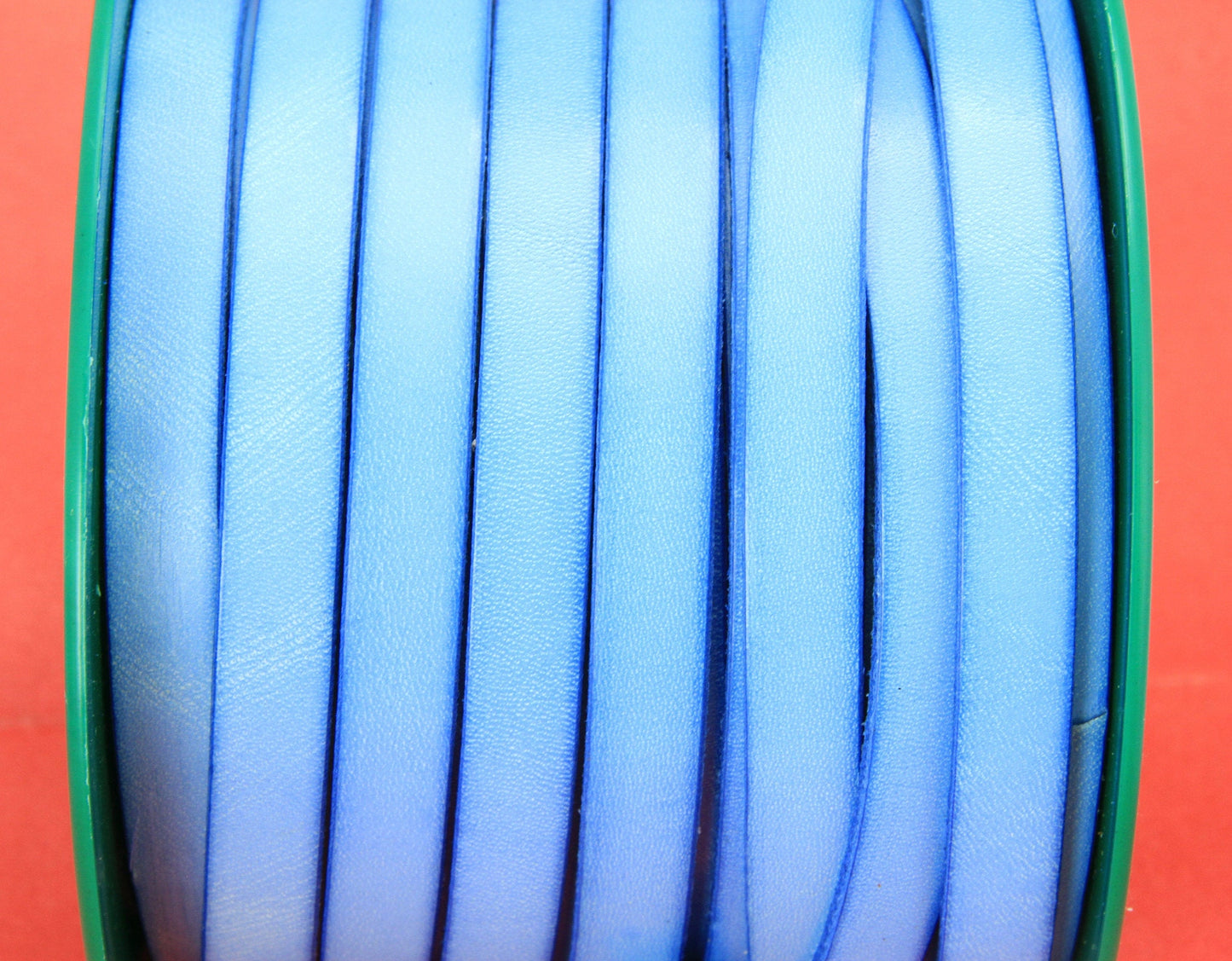 MADE IN SPAIN 24" light blue 10mm flat leather cord, 10mm light blue leather cord (MARF10BJ)