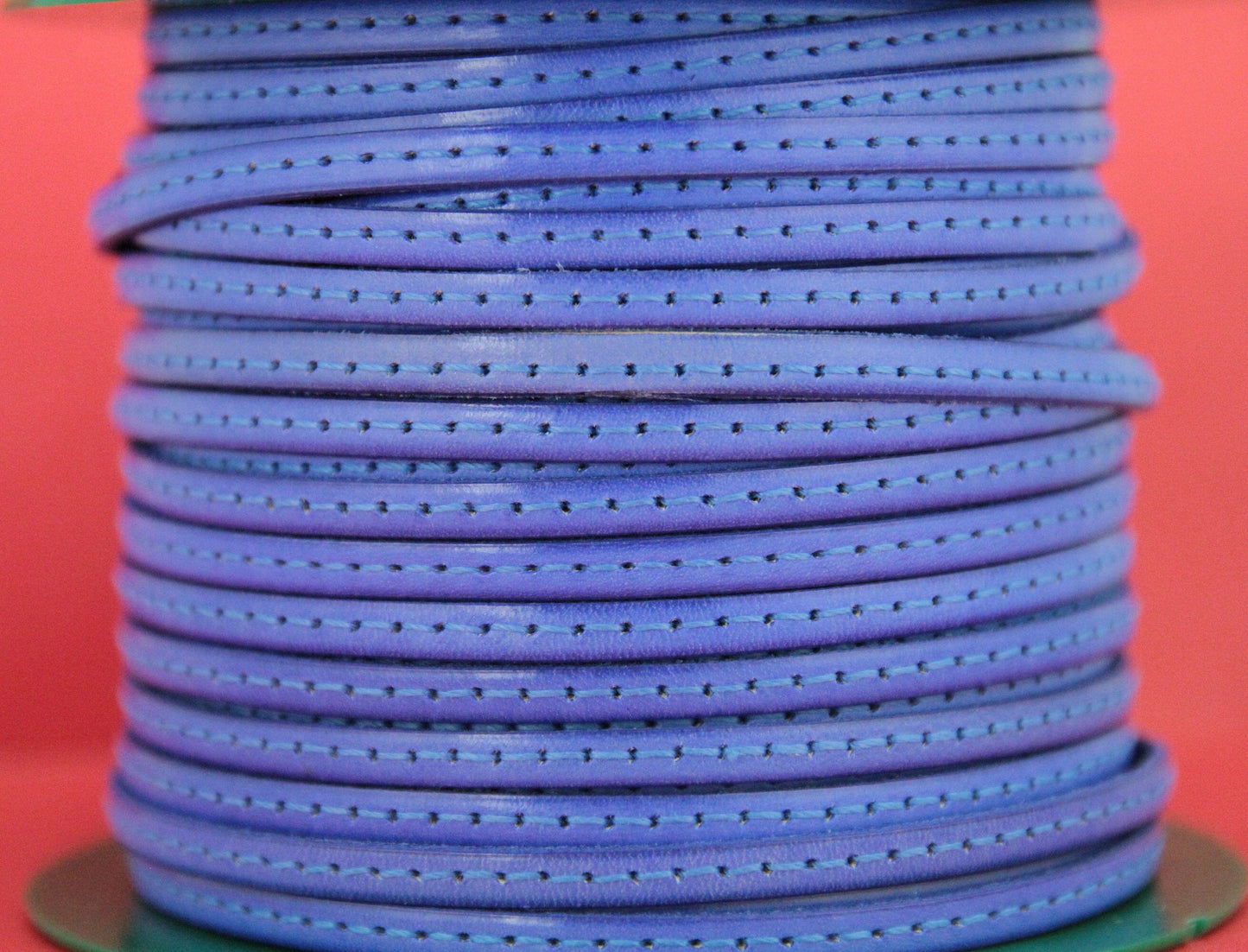 MADE in EUROPE 1 yard of 5mm flat stitched leather cord, genuine leather 5mm stitched strip,(MARF5VIOLINTST)