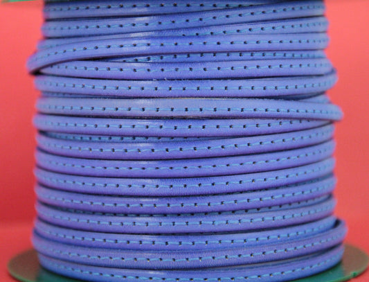 MADE in EUROPE 1 yard of 5mm flat stitched leather cord, genuine leather 5mm stitched strip,(MARF5VIOLINTST)