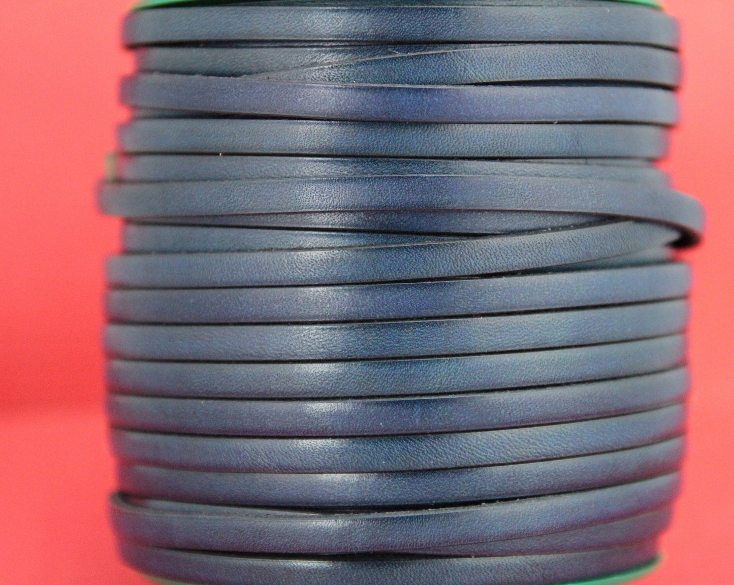 MADE in EUROPE 1 yard of 5mm flat leather cord, genuine leather 5mm strip, 5mm blue leather cord (MARF5BLNAT)