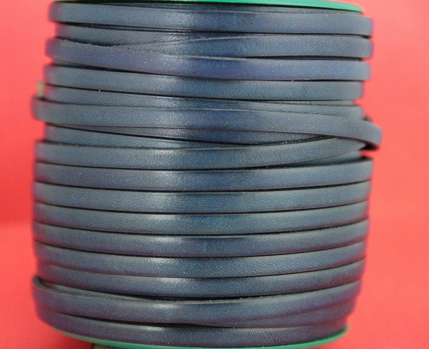 MADE in EUROPE 1 yard of 5mm flat leather cord, genuine leather 5mm strip, 5mm blue leather cord (MARF5BLNAT)