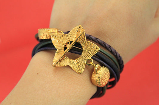 RC0163>>MADE in EUROPE zamak gold flower toggle clasp for multi strand bracelet, flower clasp for bracelet qty1
