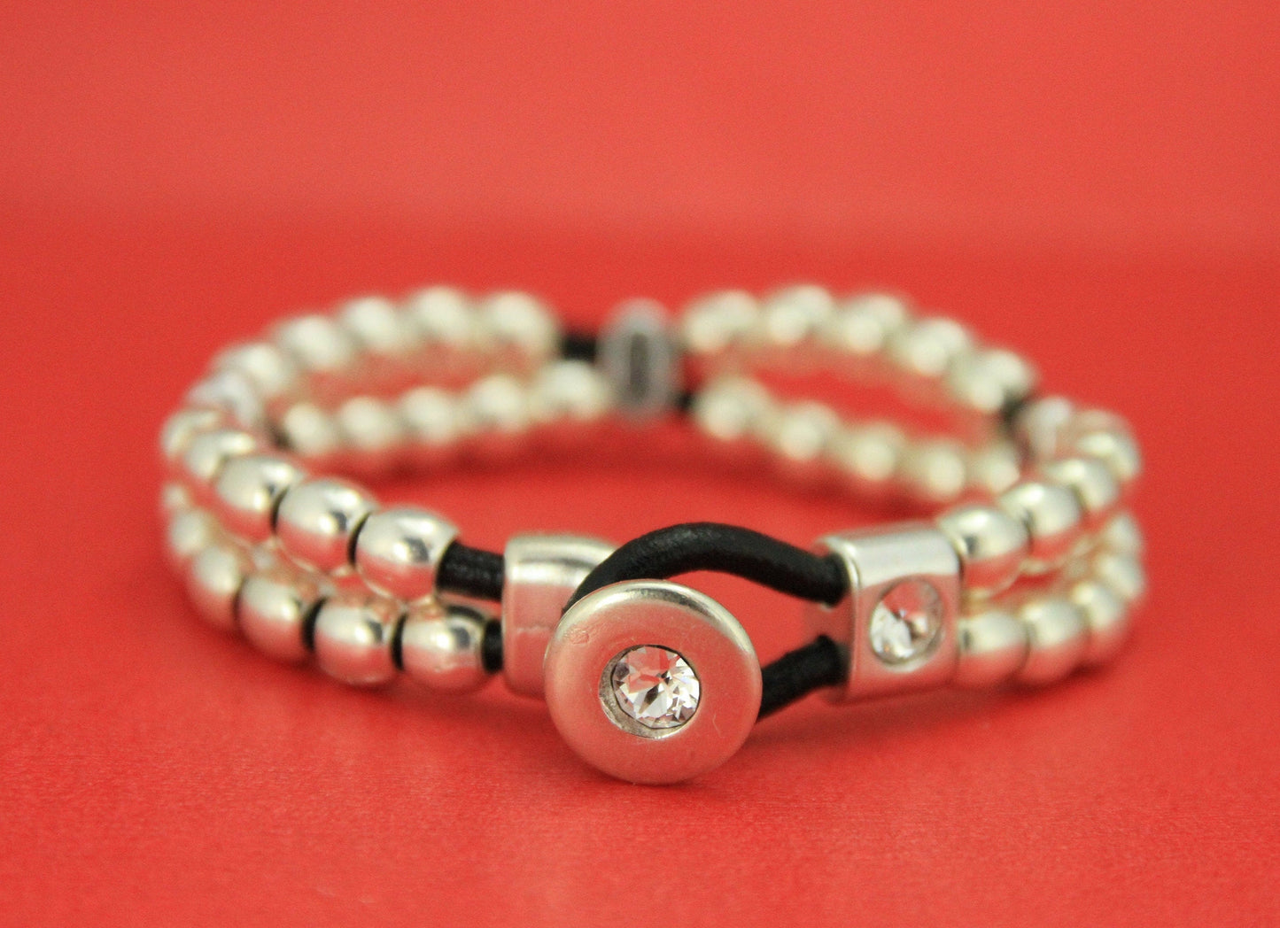 RC0114>>MADE in EUROPE zamak button clasp with Swarovski crystal and separator finding,3mm round cord clasp,double strand clasp(ng2741) Qty1