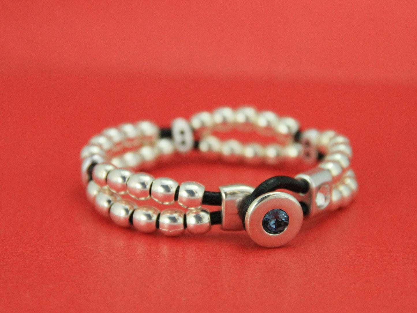 RC0114>>MADE in EUROPE zamak button clasp with Swarovski crystal and separator finding,3mm round cord clasp,double strand clasp(ng2741) Qty1