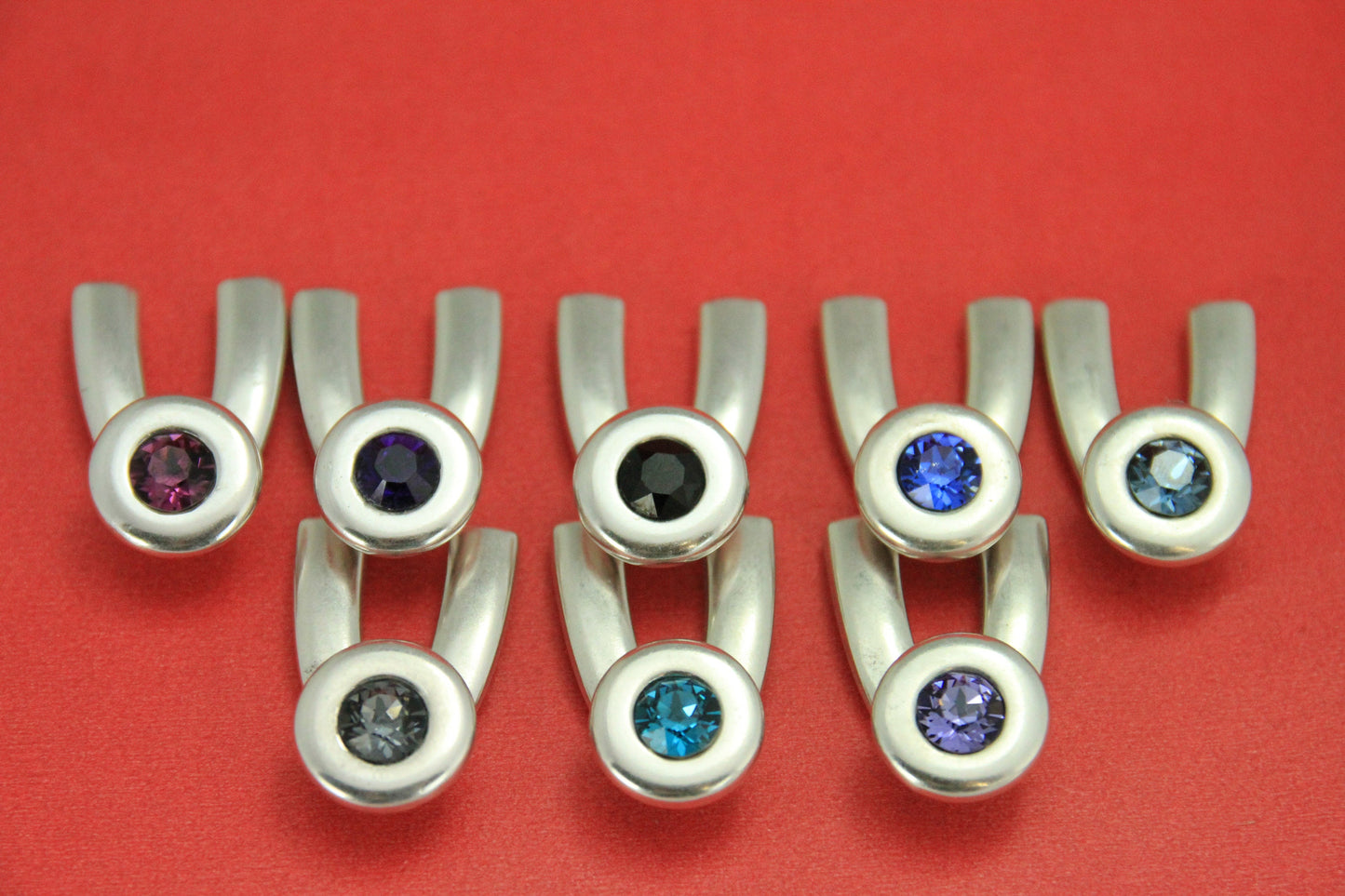 B0065>>MADE in EUROPE zamak Swarovski crystal clasp with slider,5mm flat cord wish bone clasp,U clasp with Swarovski crystal (PF9136) 1set