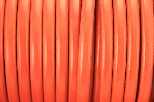 MADE in EUROPE 8" orange licorice leather cord, 10x6 leather cord, bracelet leather cord, thick leather cord (MARL10OR)