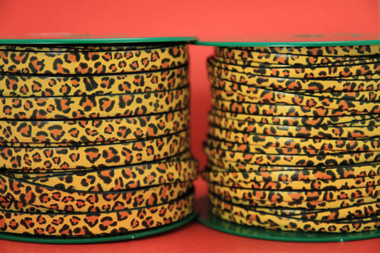MADE in EUROPE 24'' leopard printed leather cord, 5mm and 10mm flat leather cord, flat multicolor leather cord (MARF10LEO)