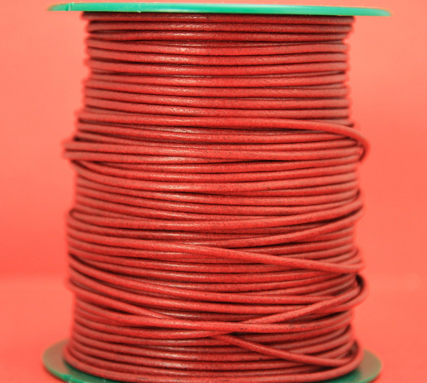 MADE IN SPAIN 6 feet 2mm leather cord, 2mm red leather cord, 2mm jewelry leather cord (MARR2RED)