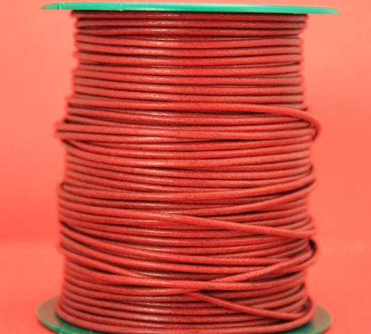 MADE IN SPAIN 6 feet 2mm leather cord, 2mm red leather cord, 2mm jewelry leather cord (MARR2RED)