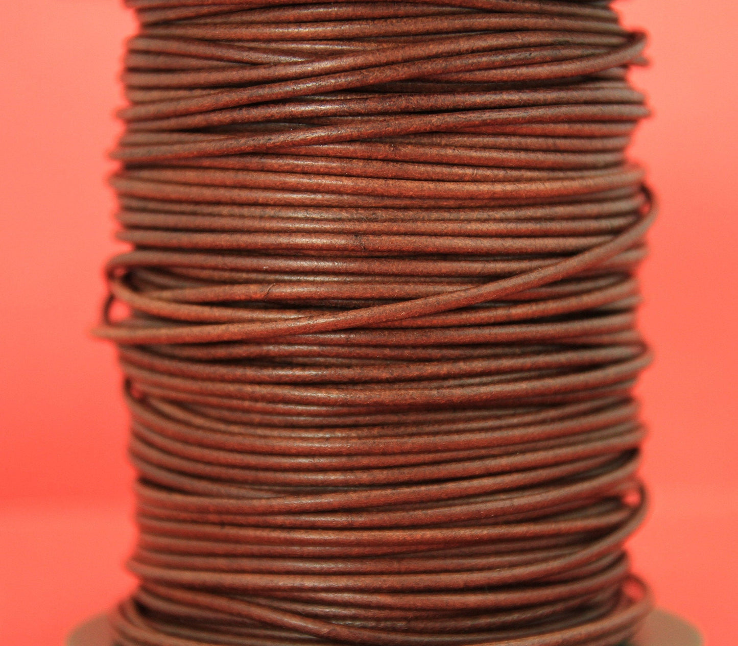 MADE IN SPAIN 6 feet 2mm leather cord, 2mm cognac leather cord, 2mm round leather cord, (MARR2COG)