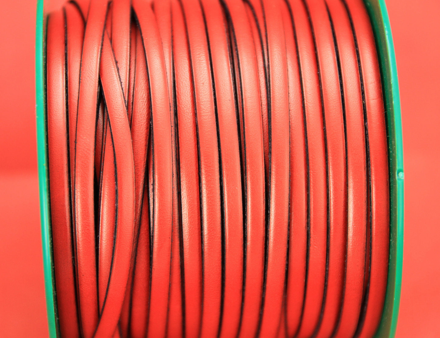 MADE in EUROPE 1 yard of 5mm flat leather cord, 5mm red leather cord, flat 5mm real leather cord (MARF5RED)