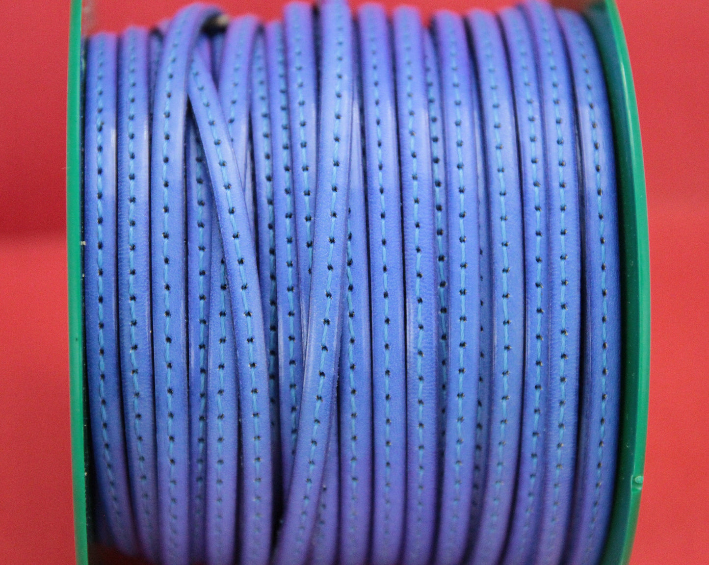MADE in EUROPE 1 yard of 5mm flat stitched leather cord, genuine leather 5mm stitched strip,(MARF5VIOLINTST)