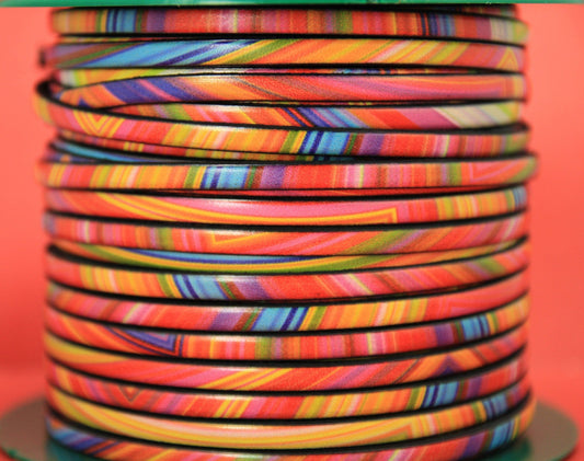 MADE in EUROPE 24'' multi color leather cord, 5mm flat leather cord, 5mm flat leather cord (MARF5FAN2)