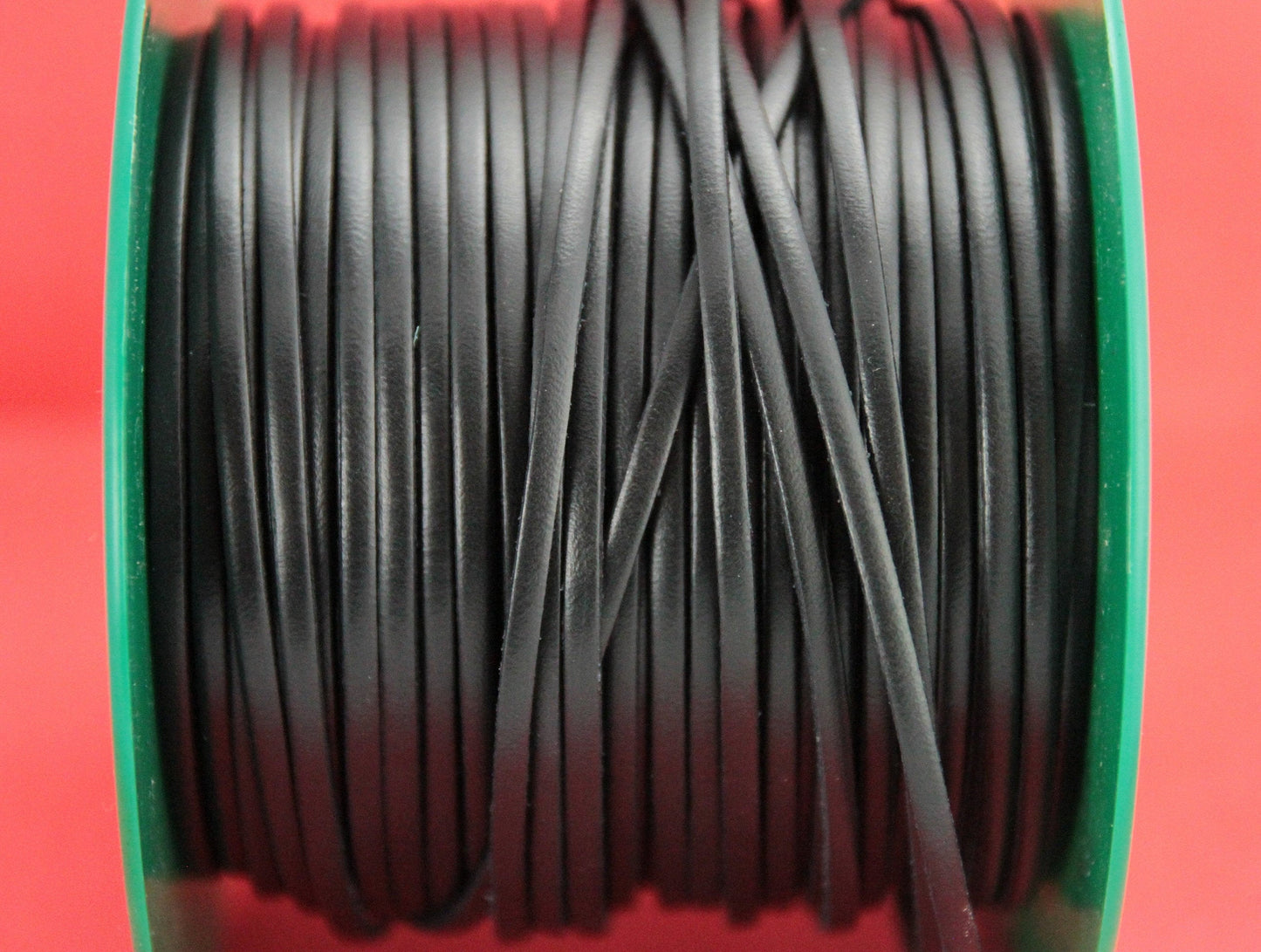 MADE in EUROPE 1 yard of 3mm genuine leather cord, 3mm black leather cord, 3mm flat leather  cord (MARF3BLK)