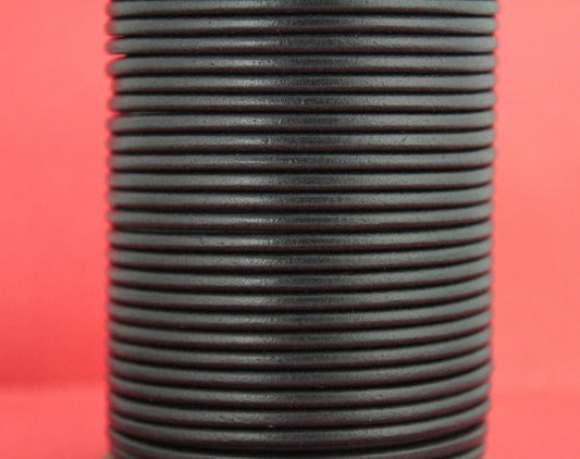 MADE IN SPAIN 1 yard 3.5mm round leather cord, 3.5mm black genuine leather cord (MARR35BLK)