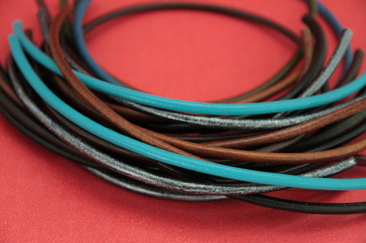 Precut8>> 10 pieces of 4mm pre-cut round leather cord color mix, 7-8" pre-cut leather pieces. All leather cords are made in EU