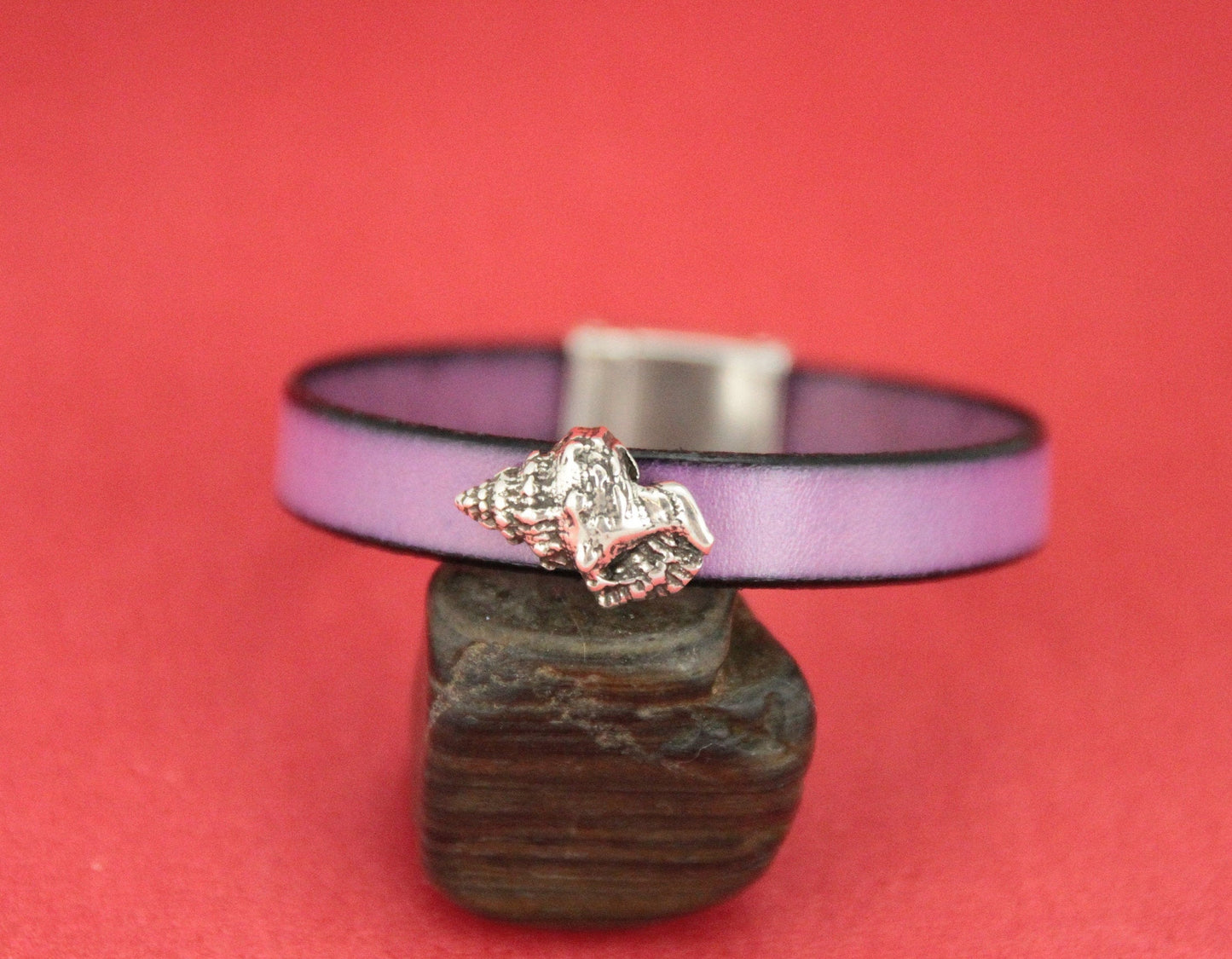 FS0452>>MADE IN EUROPE 2 zamak sea shell sliders, conch sliders for flat cord, 10mm flat cord sea shell slider Qty2