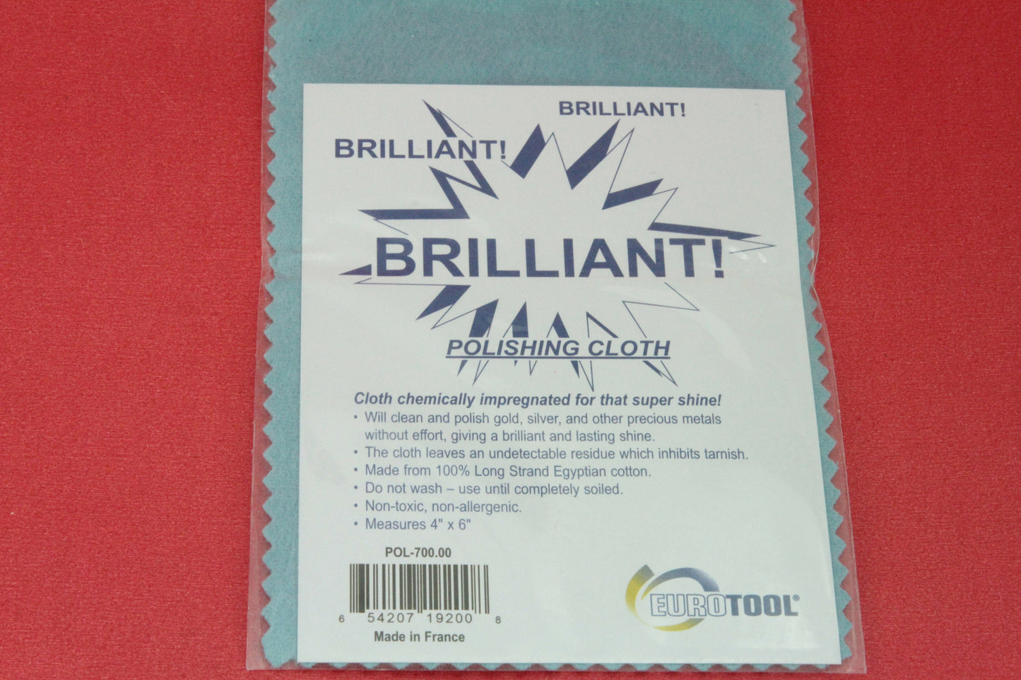 Silver polishing cloth, Eurotool polishing cloth 4 x6"