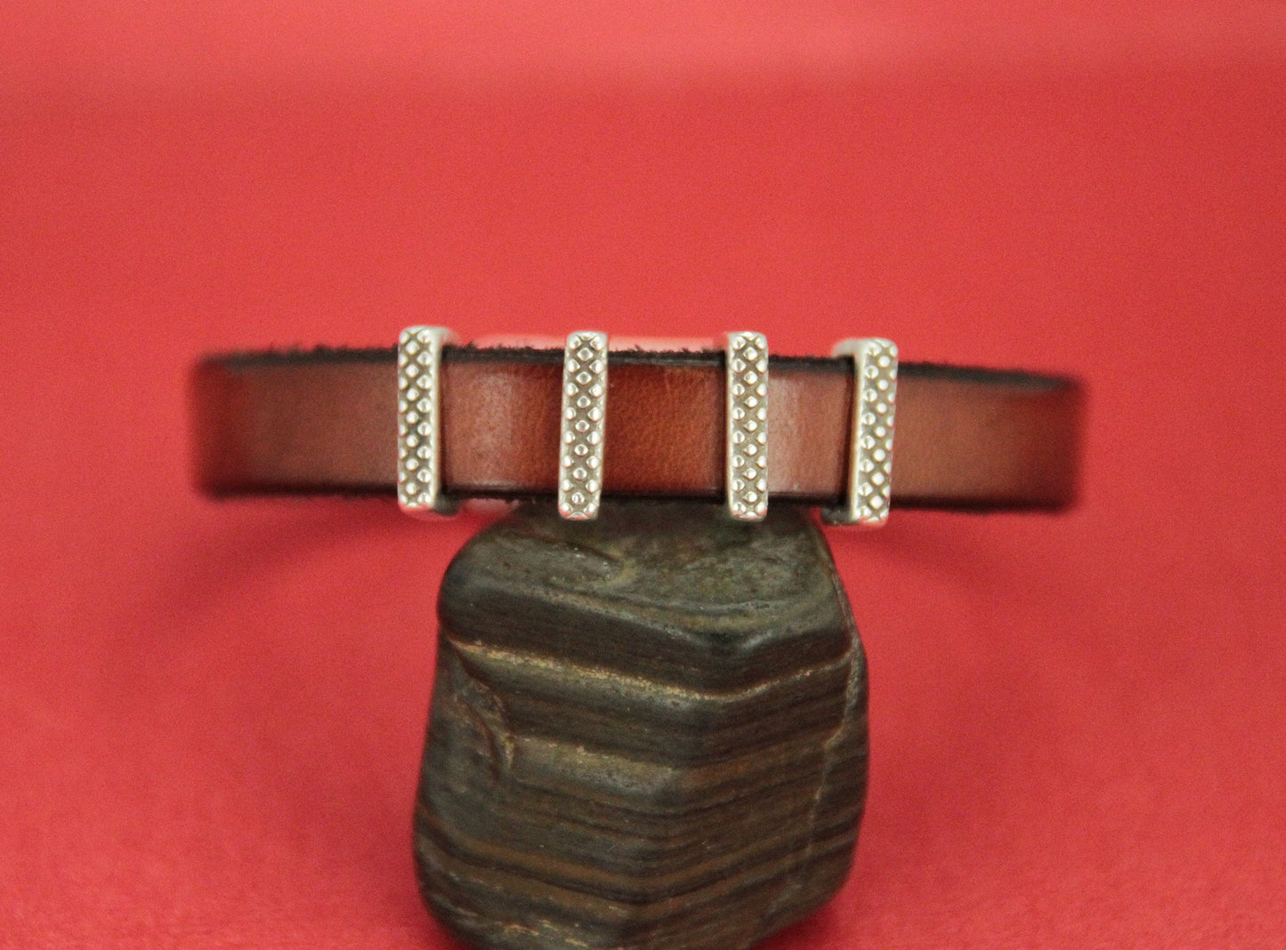 FS0454>>MADE in EUROPE 4 crimpable slider bars, 10mm flat cord crimp sliders, 10mm leather cord  sliders,Qty4