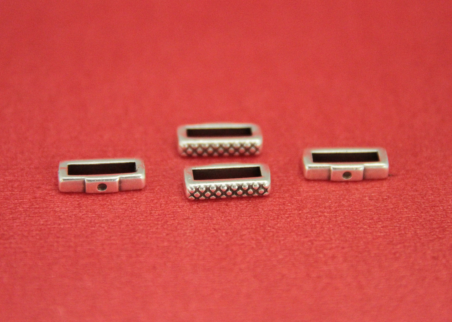 FS0454>>MADE in EUROPE 4 crimpable slider bars, 10mm flat cord crimp sliders, 10mm leather cord  sliders,Qty4