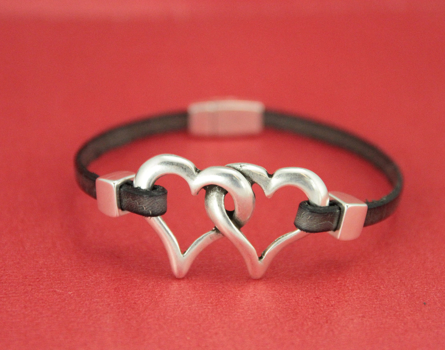 C0148>>MADE in EUROPE zamak hearts connector, silver heart connector, bracelet zamak connector, Qty1