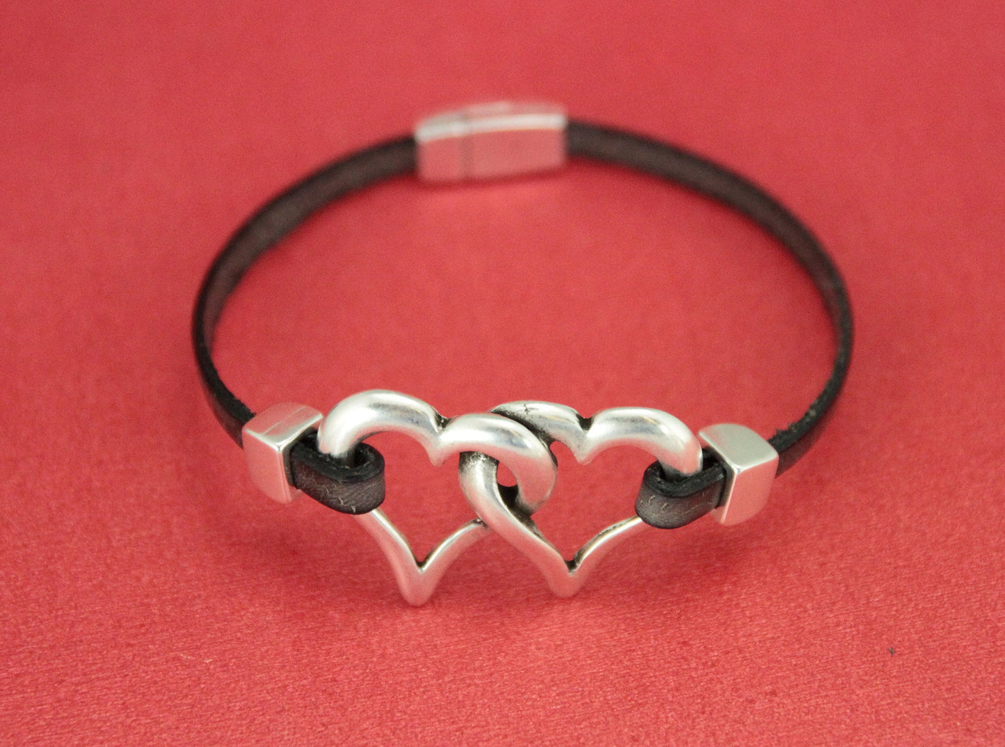 C0148>>MADE in EUROPE zamak hearts connector, silver heart connector, bracelet zamak connector, Qty1
