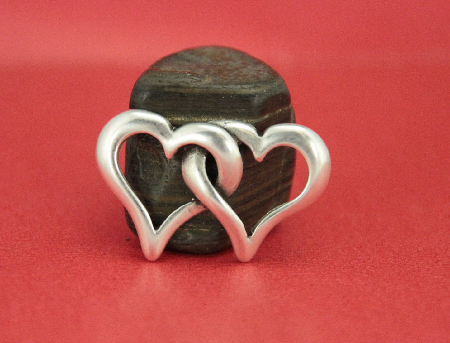 C0148>>MADE in EUROPE zamak hearts connector, silver heart connector, bracelet zamak connector, Qty1
