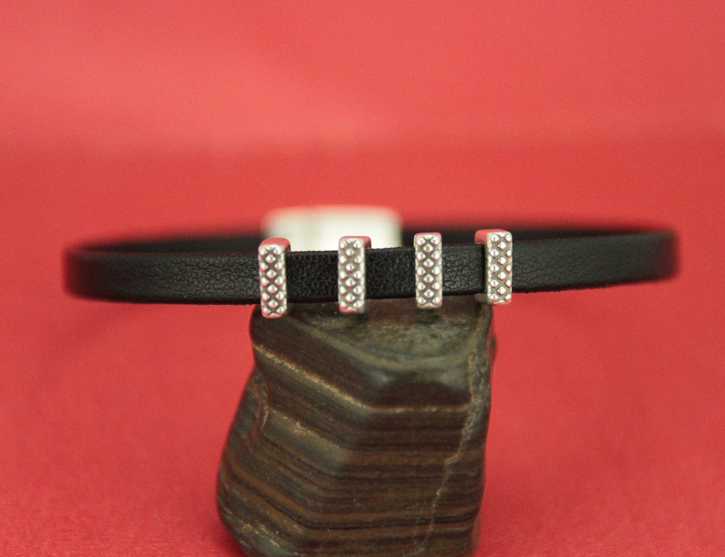 FS0454>>MADE in EUROPE 4 crimpable slider bars, 10mm flat cord crimp sliders, 10mm leather cord  sliders,Qty4