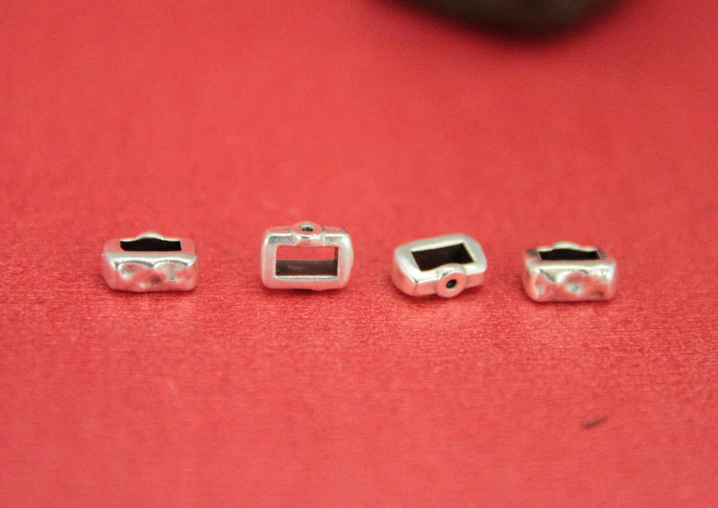 FS0463>>MADE in EUROPE 4 crimpable sliders for 5mm cord, flat cord crimp sliders,  (PF200065/2000107) qty4