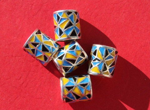 RS0086>> MADE IN EUROPE  2 metal sliders, 10mm cord sliders, climbing cord slider, enamel slider, 10mm tube, enamel tube (E6019)
